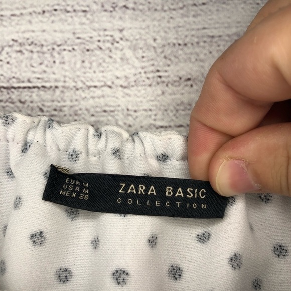 Zara Polka Dot Off the Shoulder Mini Dress Sz Med - Picture 3 of 7
